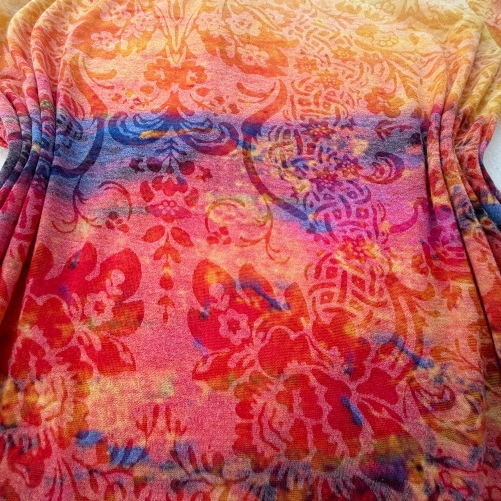 Vintage Y2K Zelia Burnout Floral Tunic Top Long Sleeve Artsy Campus Fairycore XL - Picture 8 of 16